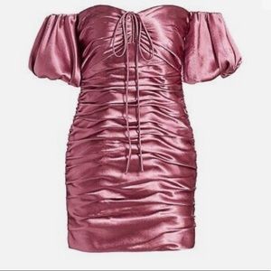 Cinq a Sept Tati Puff Sleeve Ruched Satin Mini Dress